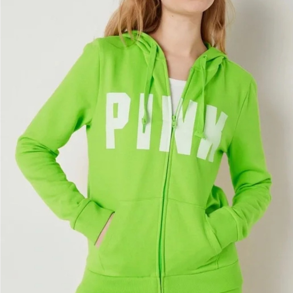 New Victoria’s Secret PINK (L) Full zip hoodie with drawstrings NWT